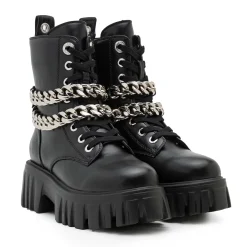 Buffalo Buty Wegańskie|Botki>1622367 LION LACE UP T-CHAIN Vegan Black
