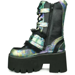 DemoniaCult Buty Wegańskie|Platformy>ASHES-120 Multi Oil Green
