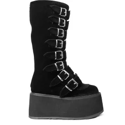DemoniaCult Buty Wegańskie|Platformy>DAMNED-318 Black Velvet