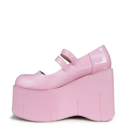 DemoniaCult Buty Wegańskie|Platformy>KERA-08 Baby Pink Hologram